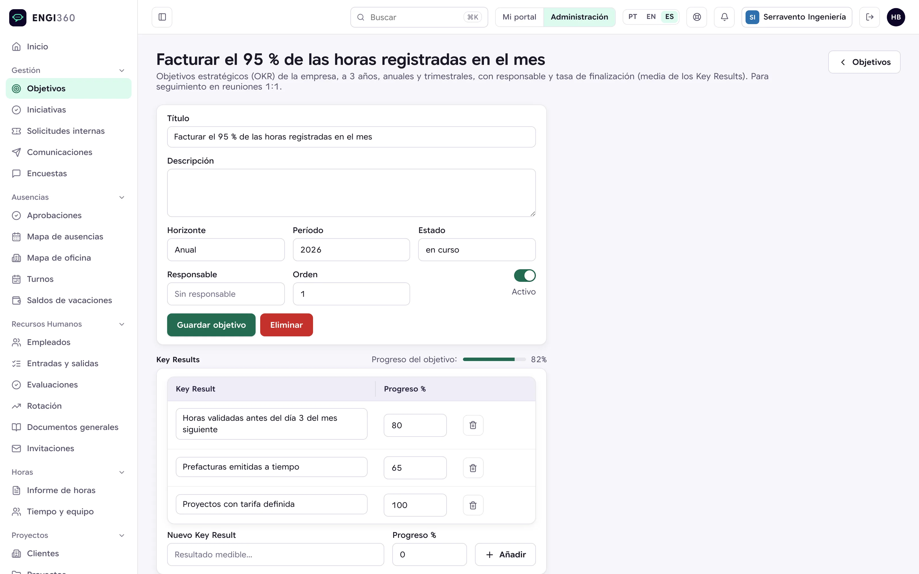 Objetivos y key results en Engi360