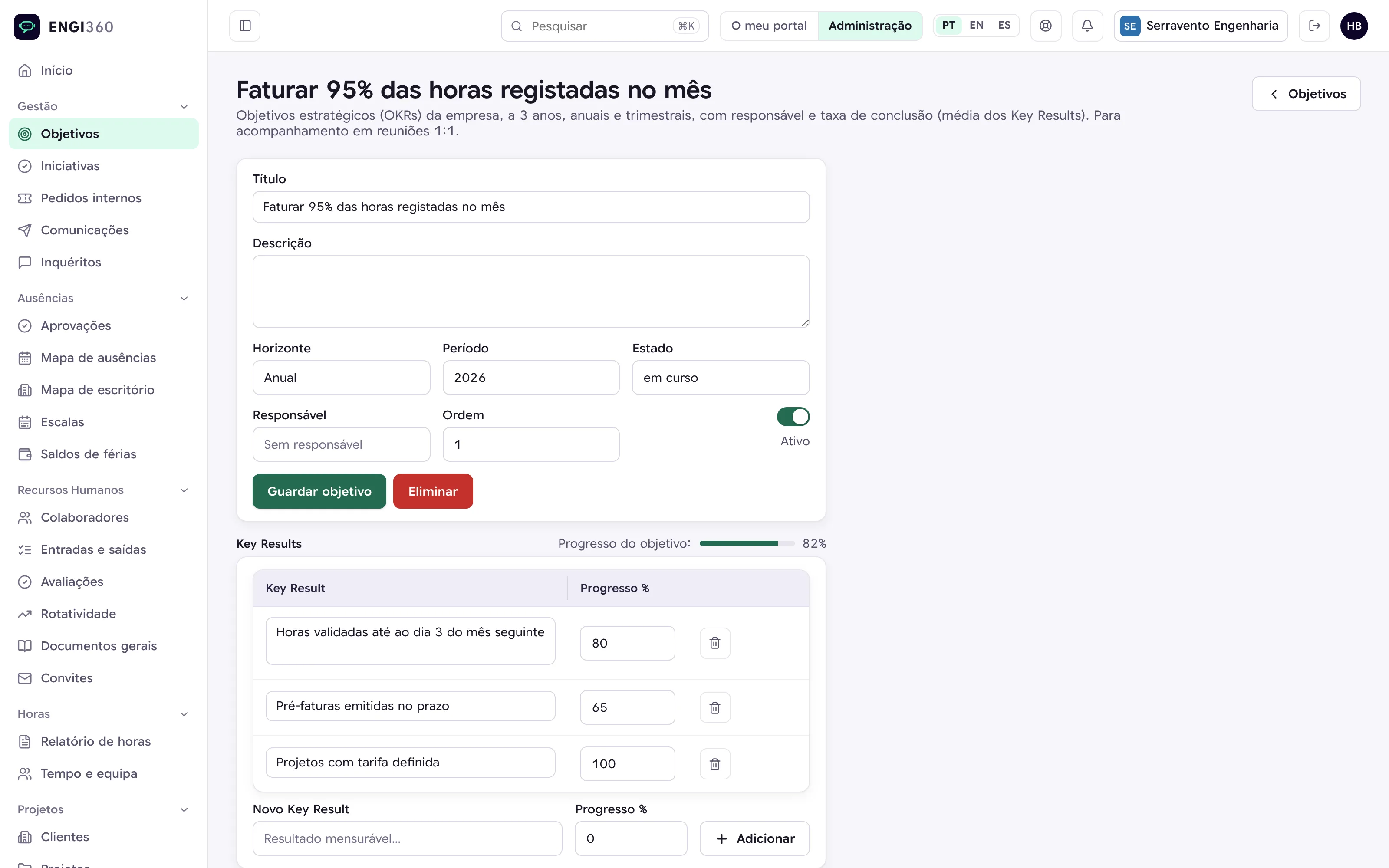 Objetivos e key results no Engi360